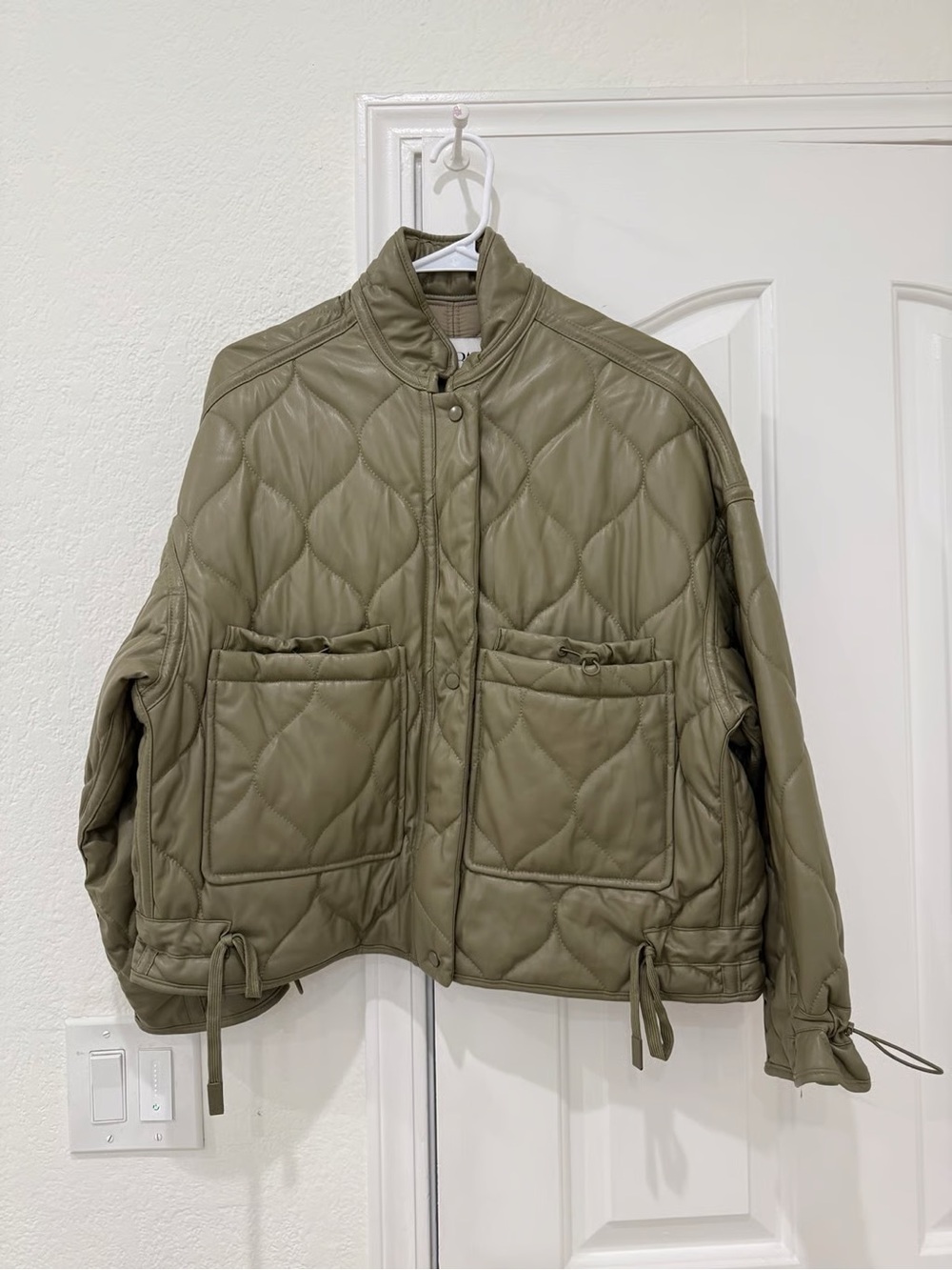 Zara Oversized Olive Quilted Puffer Jacket